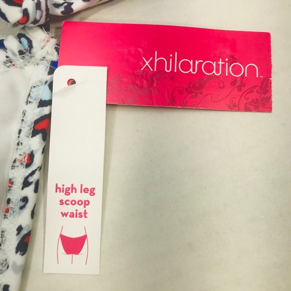 Xhilaration Women's Small High Leg Scoop Waist String Bikini Swim Bottom Hearts - Picture 3 of 10